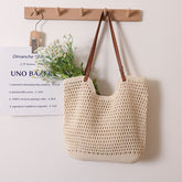 Sac à bandoulière décontracté en fil de coton ajouré et découpé, sac à main en paille tissée, sac de plage pour vacances en bord de mer